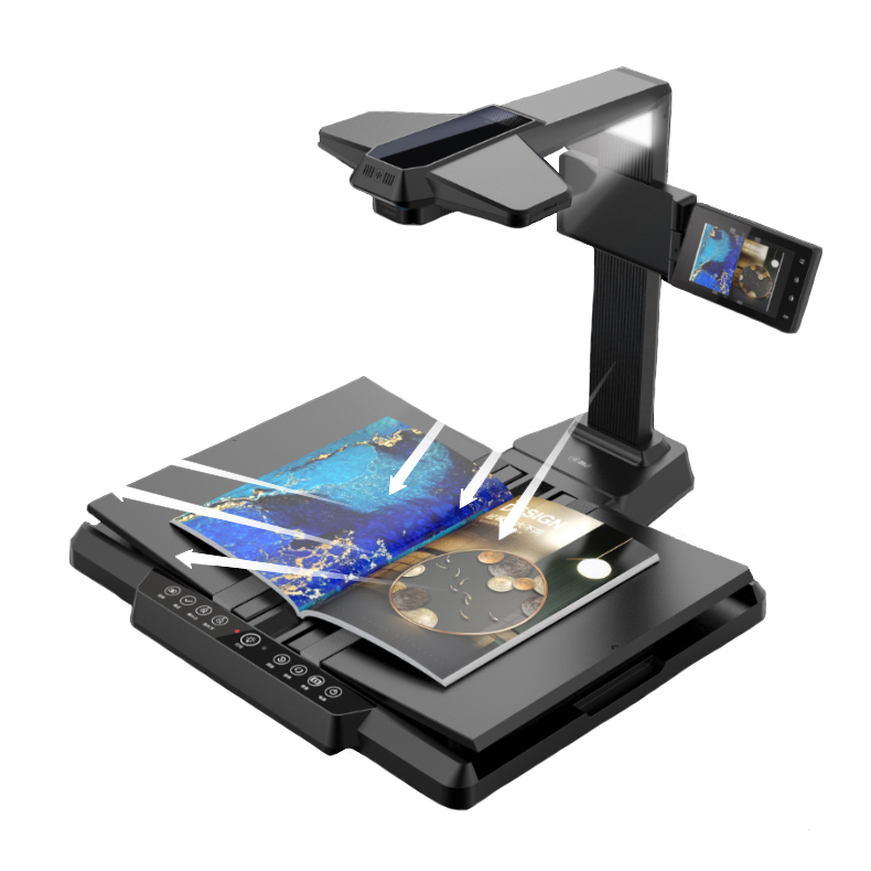 GP3400ID V-shape Book Scanner OCR Portable Document Camera Scanner with Display A3/A4 25MP